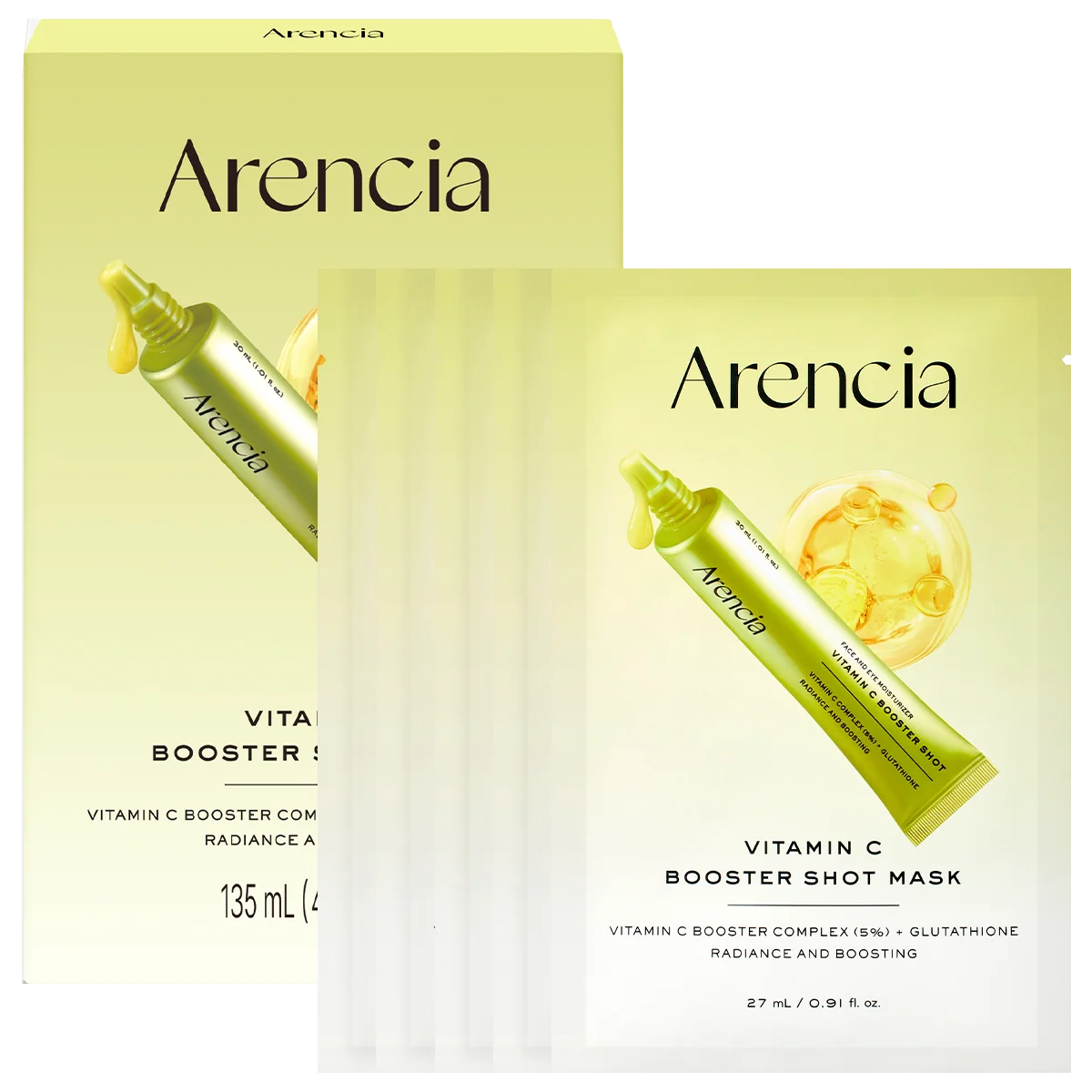 Masque Vitamine C Arencia Booster Shot Glow – Pack de 5 Masque Vitamine C Arencia Booster Shot Glow masque visage