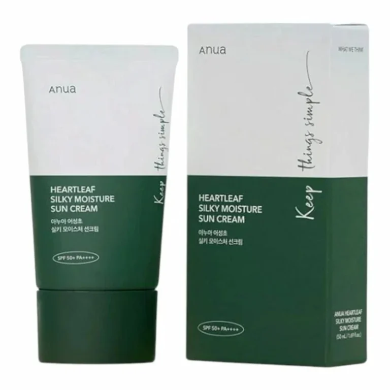 crème solaire anua heartleaf silky moisture protection spf 50 pa++++ peaux sensibles fini soyeux