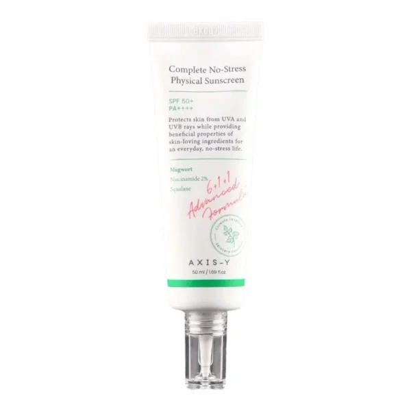 écran solaire physique axis-y complete no-stress sunscreen spf 50 armoise niacinamide