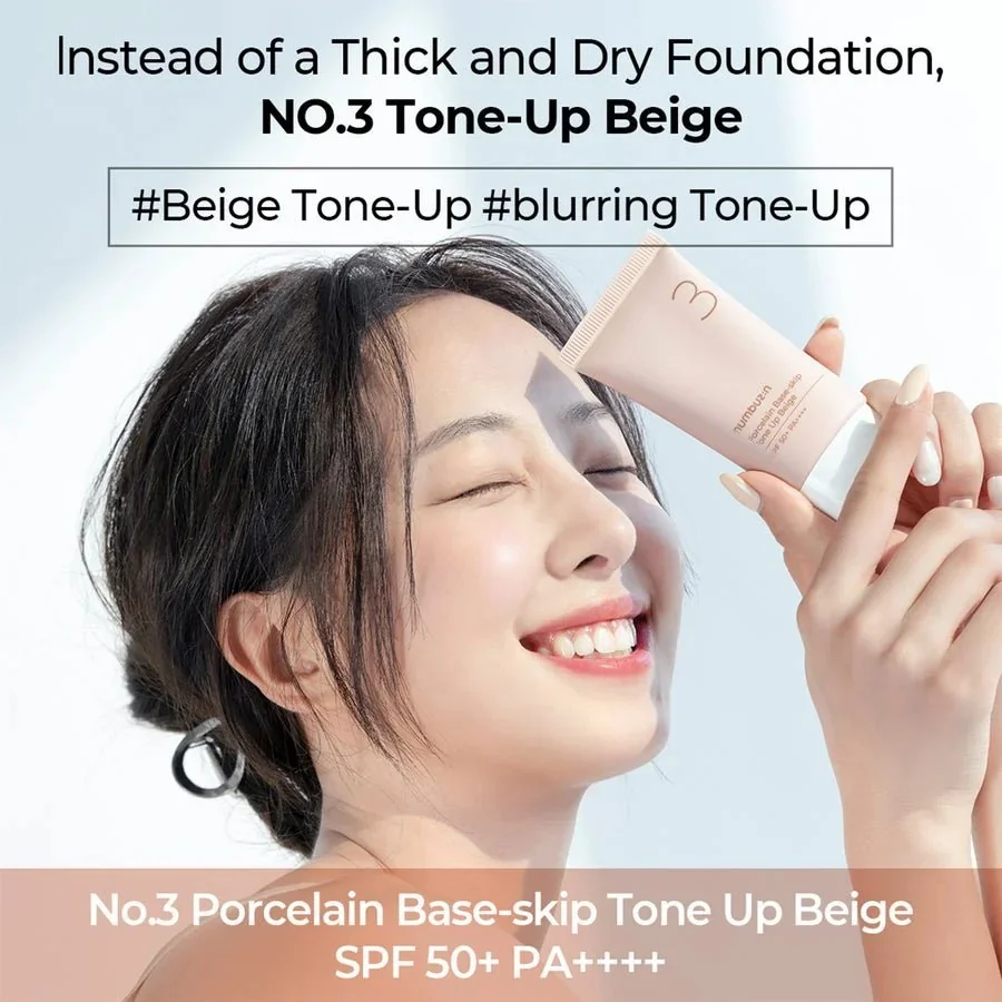 Numbuzin porcelain base skip tone up beige n3 spf50+ pa++++ 50 ml_2